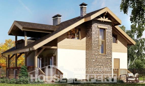150-004-П Проект двухэтажного дома мансардой, современный загородный дом из бризолита, Ахтубинск