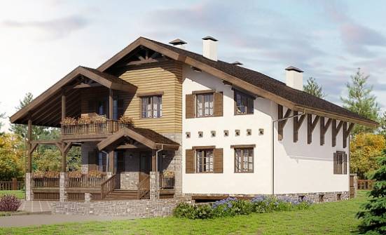 400-004-П Проект трехэтажного дома с мансардой и гаражом, большой домик из кирпича, Астрахань