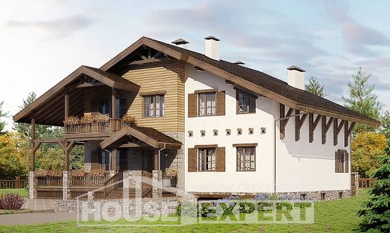 400-004-П Проект трехэтажного дома мансардой, гараж, современный дом из кирпича, Астрахань