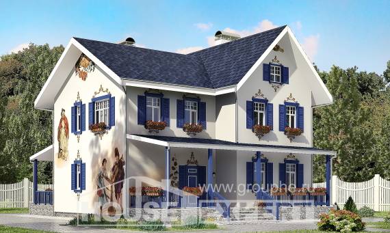180-003-П Проект двухэтажного дома, простой загородный дом из кирпича, Астрахань
