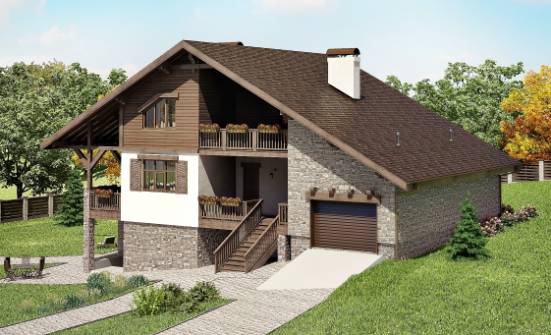 300-003-П Проект трехэтажного дома с мансардой, гараж, современный загородный дом из кирпича, Ахтубинск