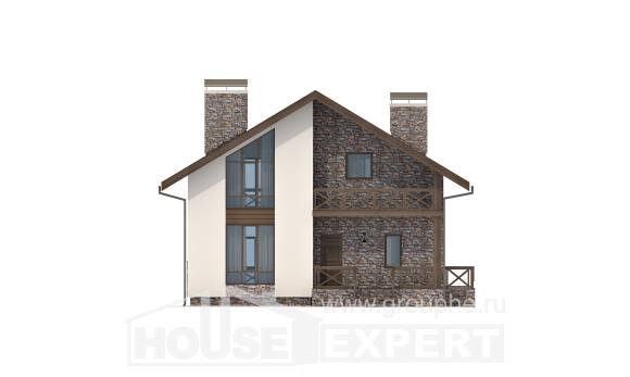 155-001-П Проект двухэтажного дома мансардой, гараж, классический загородный дом из керамзитобетонных блоков, Астрахань
