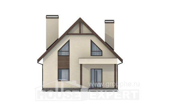 120-005-Л Проект двухэтажного дома с мансардой, гараж, современный коттедж из бризолита, Астрахань