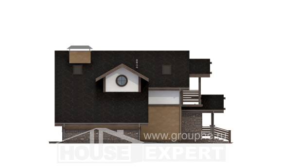 180-011-Л Проект двухэтажного дома мансардный этаж и гаражом, красивый загородный дом из поризованных блоков, Астрахань