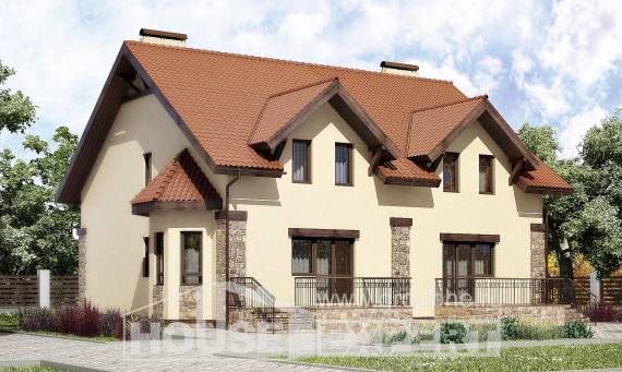240-001-П Проект двухэтажного дома, красивый загородный дом из поризованных блоков, Астрахань
