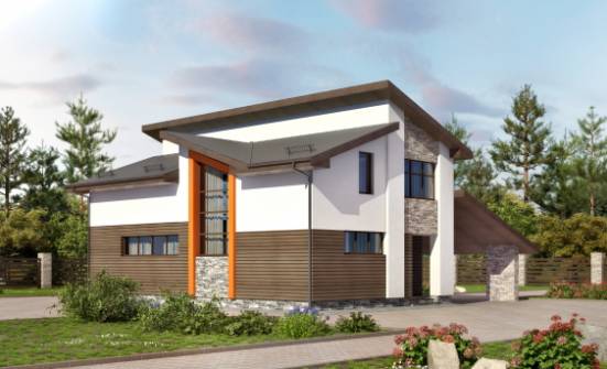 200-010-П Проект двухэтажного дома мансардой, гараж, средний коттедж из керамзитобетонных блоков Ахтубинск | Проекты домов от House Expert