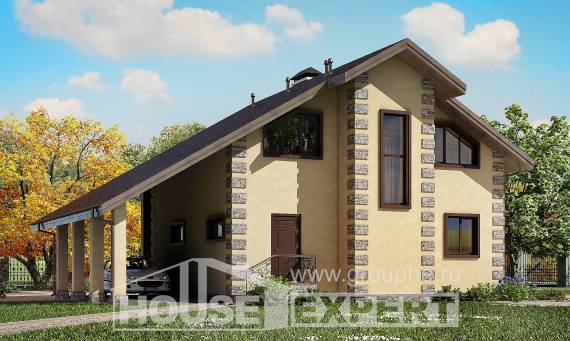 150-003-П Проект двухэтажного дома мансардный этаж и гаражом, классический домик из керамзитобетонных блоков Ахтубинск, House Expert
