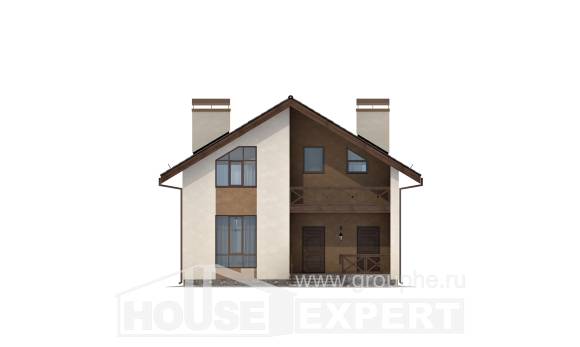 170-002-П Проект двухэтажного дома мансардой, красивый загородный дом из блока Астрахань, House Expert