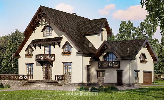 435-002-П Проект трехэтажного дома с мансардой и гаражом, классический коттедж из газобетона, Астрахань