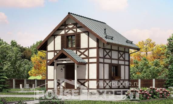 060-002-П Проект двухэтажного дома мансардный этаж, дешевый загородный дом из дерева, Астрахань