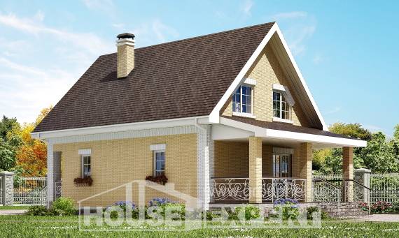 130-004-П Проект двухэтажного дома с мансардой, скромный домик из пеноблока Ахтубинск, House Expert