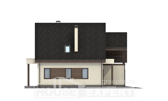 120-005-Л Проект двухэтажного дома мансардный этаж, гараж, недорогой домик из керамзитобетонных блоков, Ахтубинск