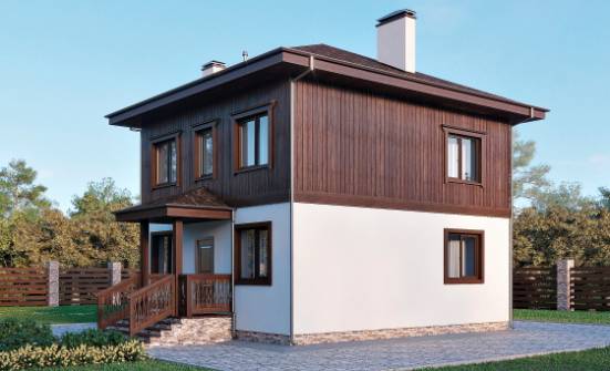 100-006-Л Проект двухэтажного дома, доступный коттедж из теплоблока Астрахань | Проекты домов от House Expert