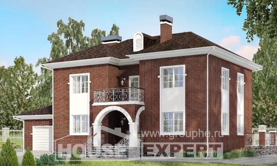 180-006-Л Проект двухэтажного дома, гараж, уютный коттедж из кирпича, Ахтубинск