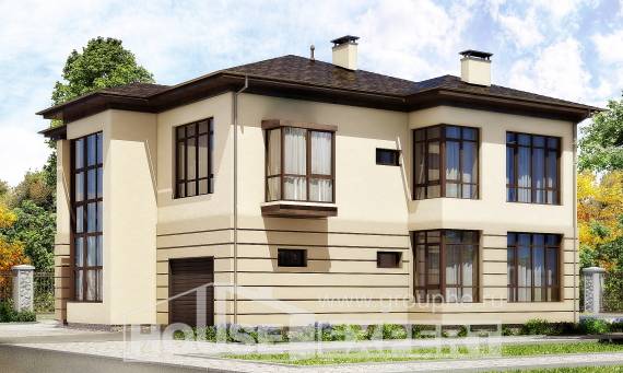 300-006-П Проект двухэтажного дома и гаражом, современный домик из кирпича, Астрахань